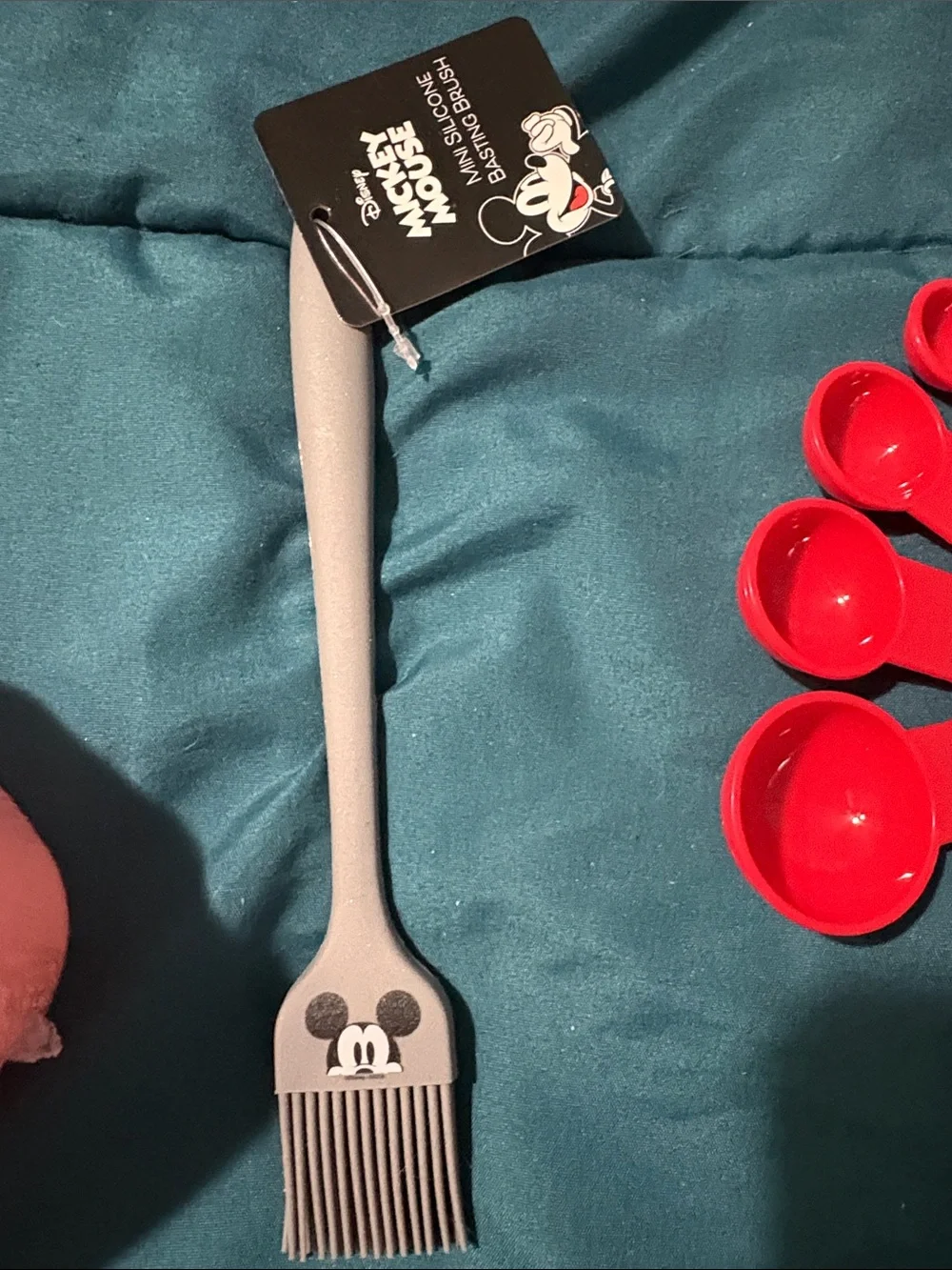 Disney Minnie Pink Snack Container with Red Mickey Measuring Spoon Set